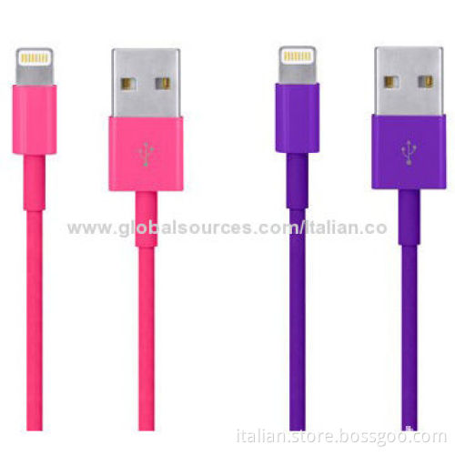 Colorful Lightning USB Cables for iPhone 5 with 8-pin, 1/2/3m, Plastic Cover to Protect Interface